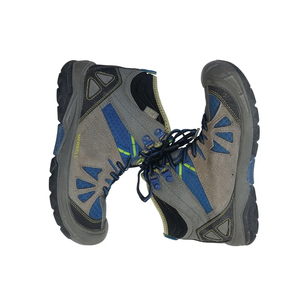 Merrell Capra Mid WTPF Hiking Boots Boys 2M Grey Blue Waterproof MC54635